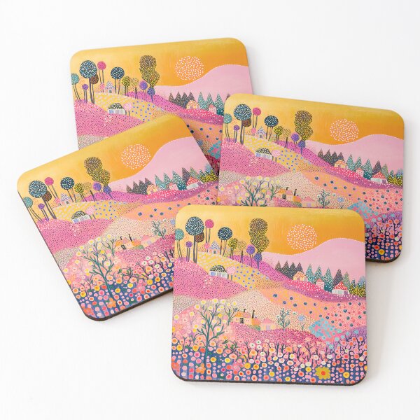 Item preview, Wildflowers Floral Landscape, Folk Art, Polka Dot Flowers, Colorful Abstract designed and sold by Neika Shimm Designs.