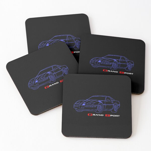 Item preview, 1996 Corvette Grand Sport Minimal Line Art in Electric Blue and Red Accents designed and sold by TheArtOfCar.