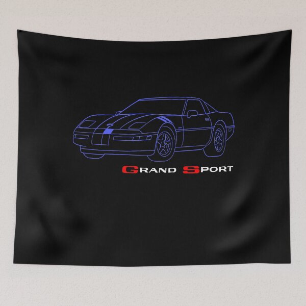 Item preview, 1996 Corvette Grand Sport Minimal Line Art in Electric Blue and Red Accents designed and sold by TheArtOfCar.