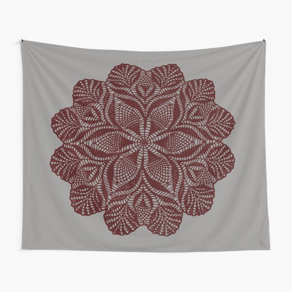 Burgundy and Gray Mandala Tapestry