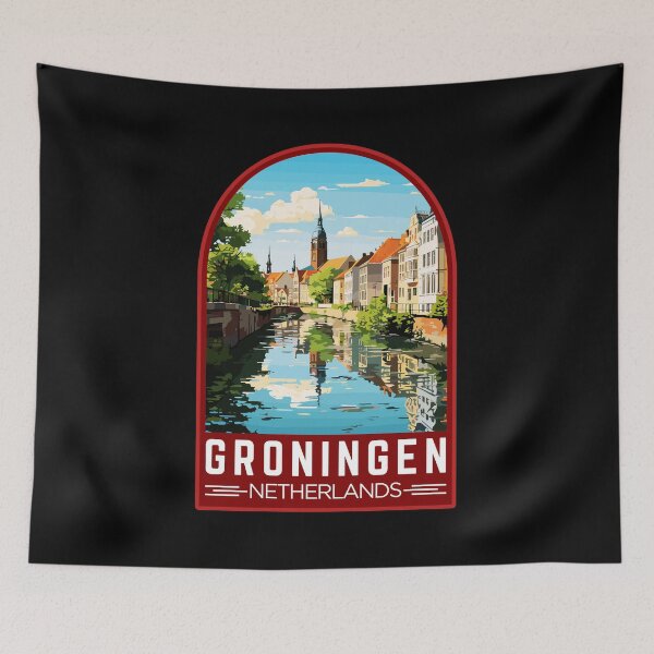 Item preview, Groningen in Netherlands Vintage Travel Art Emblem designed and sold by MaateoDesign.