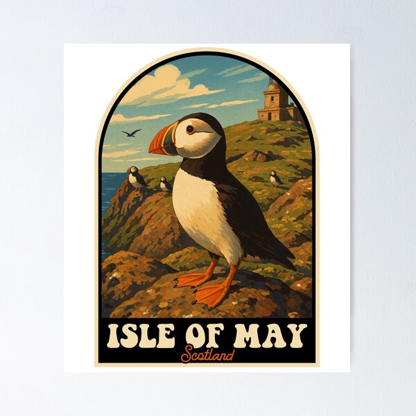 Item preview, Isle of May Scotland Puffin Coastal Wildlife Art designed and sold by JackCurtis1991.