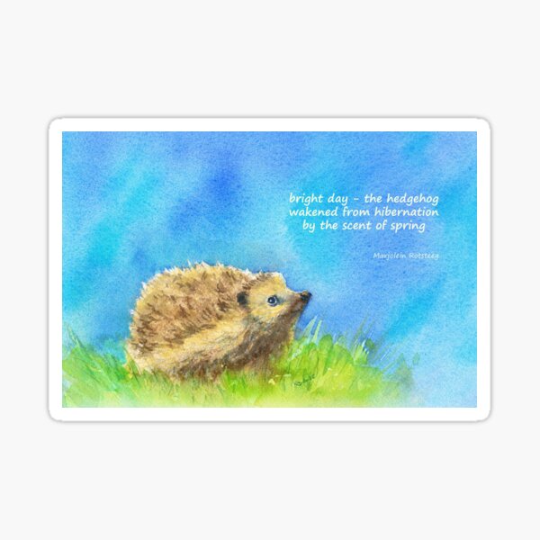 Item preview, The Scent of Spring Hedgehog Haiku English Watercolor designed and sold by KarenKaspar.