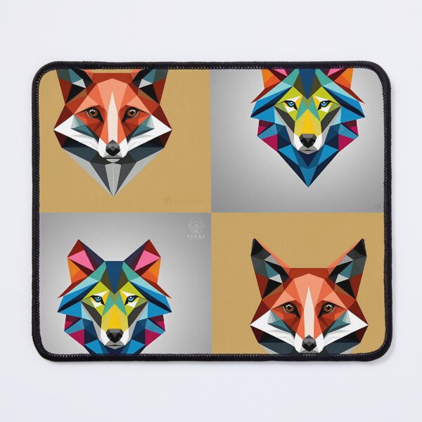 Item preview, Geometric Fox & Wolf Art | Colorful Low Poly Animal Faces Design designed and sold by Gumaga-Store.