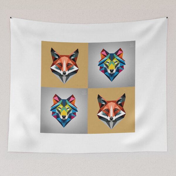 Item preview, Geometric Fox & Wolf Art | Colorful Low Poly Animal Faces Design designed and sold by Gumaga-Store.