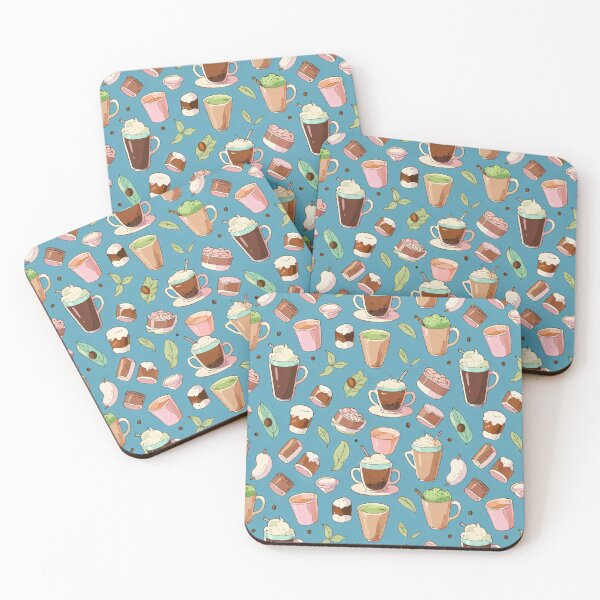 Item preview, Blue Summer Coffee Seamless Pattern designed and sold by DemureArtsy.
