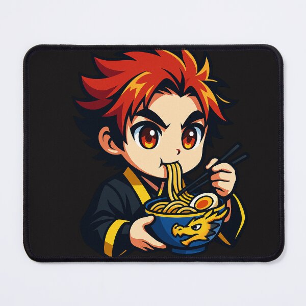 Item preview, Fiery Chibi Samurai with Dragon Ramen Bowl – Kawaii Anime Style Art designed and sold by ColorSplash123.
