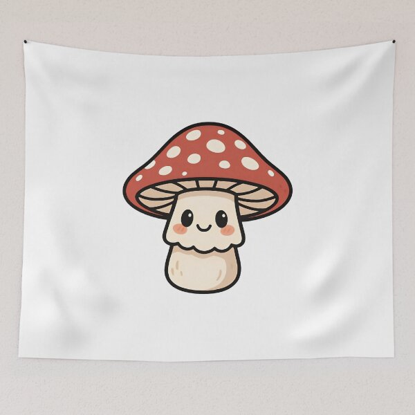 Item preview, Cute Smiling Mushroom Cartoon with Red Cap designed and sold by Amr Siam.