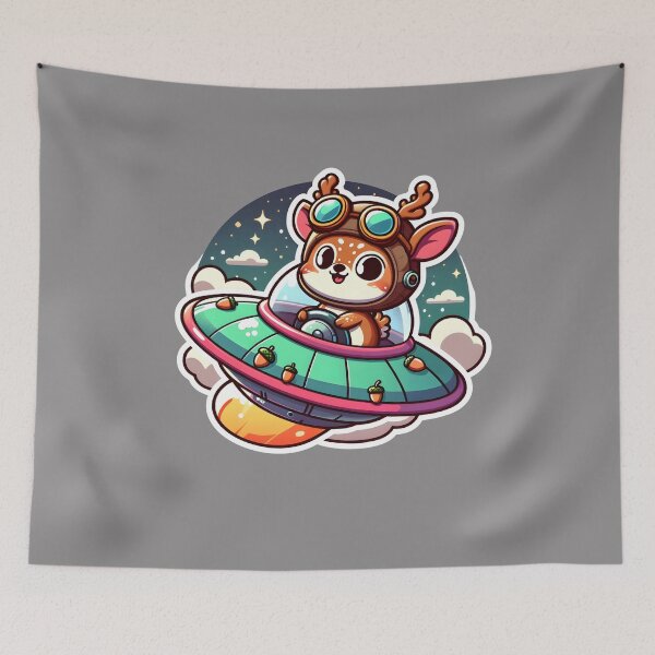 Item preview, UFO Cute Deer designed and sold by ArtistEmbrace.