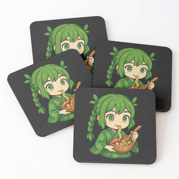 Item preview, Forest Chibi Girl with Mushroom Ramen – Kawaii Anime Nature Spirit Art designed and sold by ColorSplash123.
