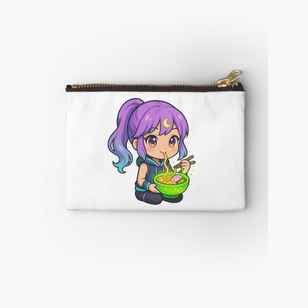 Item preview, Chibi Moon Girl with Glowing Ramen – Kawaii Anime Lavender Hair Neon Style designed and sold by ColorSplash123.