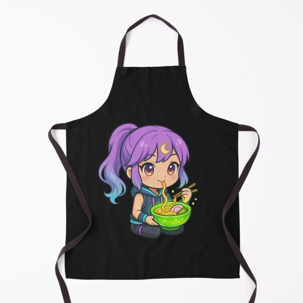 Item preview, Chibi Moon Girl with Glowing Ramen – Kawaii Anime Lavender Hair Neon Style designed and sold by ColorSplash123.