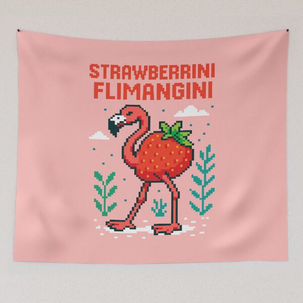 Item preview, Strawberrini Flamangini Italian Brainrot Memes Pixel designed and sold by Sitchko.