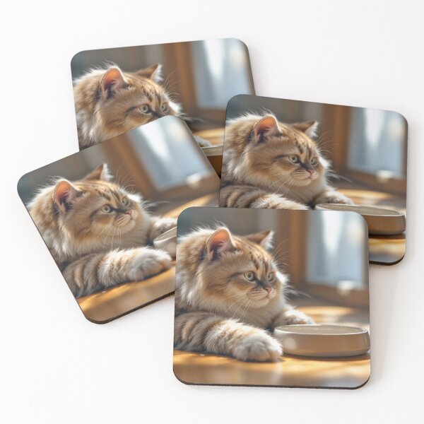 Item preview, Fluffy Tabby Cat Waiting By an Empty Dish designed and sold by Maria Dryfhout.