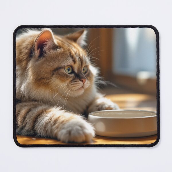 Item preview, Fluffy Tabby Cat Waiting By an Empty Dish designed and sold by Maria Dryfhout.