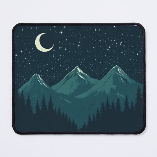 Vista previa del artículo con la obra «Cielo con luz de luna sobre un bosque y montañas.», diseñado y vendido por zubthedub.