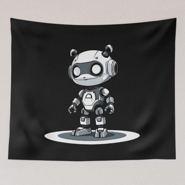 Item preview, Monochrome Cyberpunk Robot Little Cute Future Dystopian Bot designed and sold by SurrealArtSzysz.