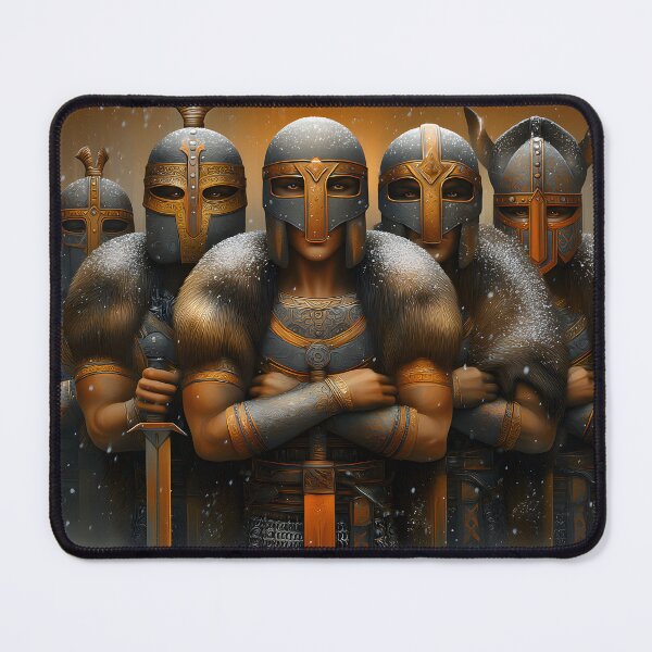 Item preview, Warriors standing in snow, clad in ancient armor gear. designed and sold by Artessie.