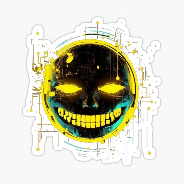 Item preview, Cyberpunk Rebel Smiley T-Shirt - Neon Digital Tattoo Design designed and sold by future-tales.