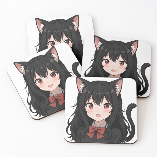 Item preview, Cute Anime Cat Girl with Black Hair designed and sold by Amr Siam.
