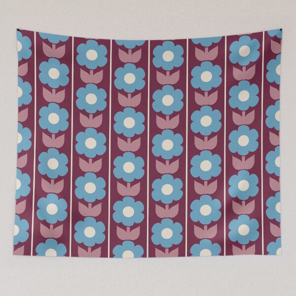 Item preview, Vintage Floral Jonnty Flowers and Stripes Maroon and Blue Pattern designed and sold by kierkegaard.