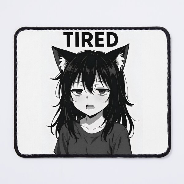 Item preview, Exhausted Anime Cat Girl Expression Meme designed and sold by Amr Siam.