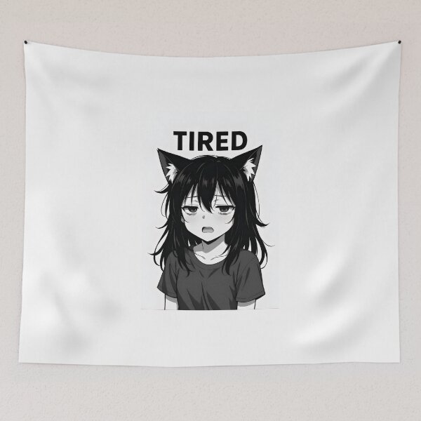 Item preview, Exhausted Anime Cat Girl Expression Meme designed and sold by Amr Siam.