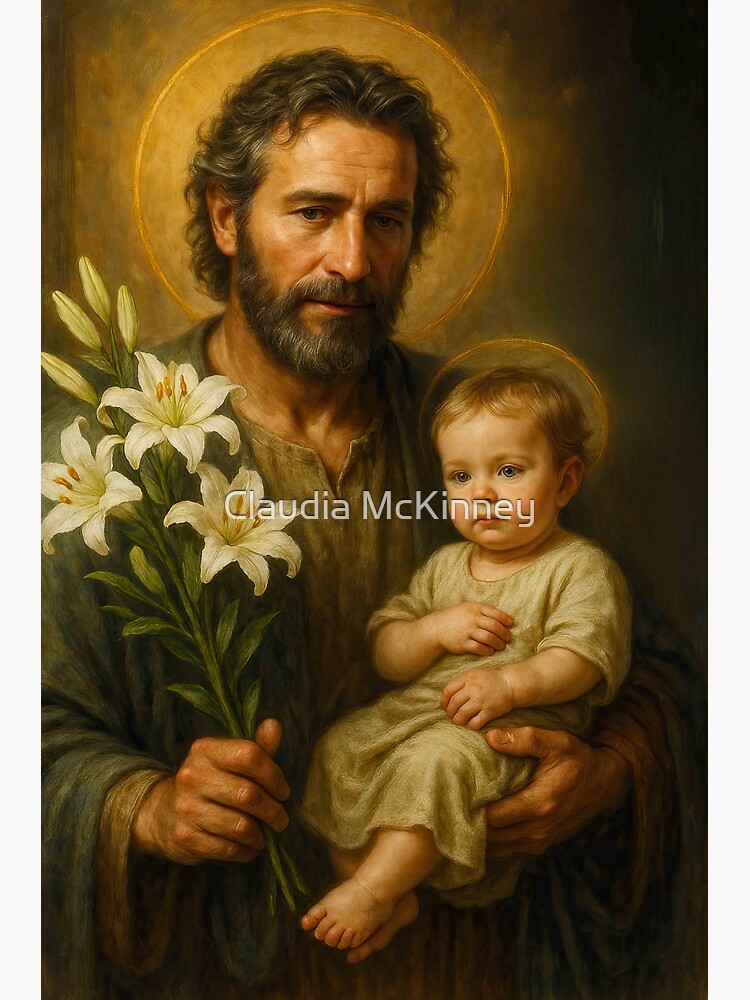 Thumbnail 3 of 3, Sticker, Saint Joseph and the Baby Jesus designed and sold by phatpuppyart.