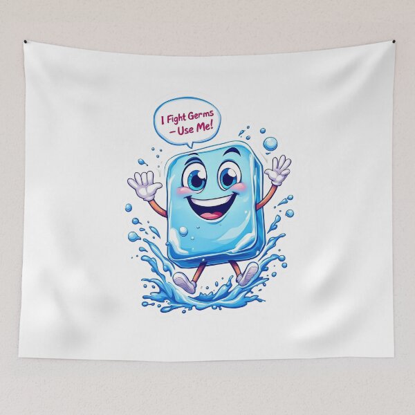 Item preview, Cheerful Soap Bar Cartoon – "I Fight Germs, Use Me!" Hygiene Awareness Design designed and sold by SewRed.