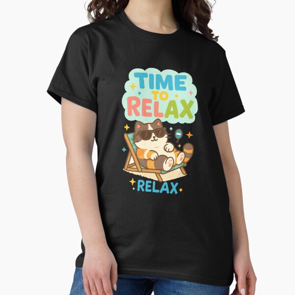 Item preview, Time to Relax – Cute Cat Chilling in a Beach Chair Illustration designed and sold by Farngstudio.