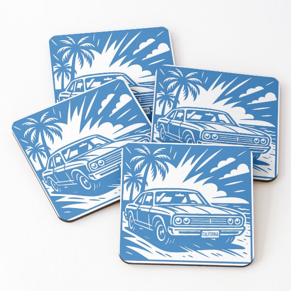 Item preview, Retro California Car – Vintage Comic Style Illustration with Beach Vibes designed and sold by GinColorist.