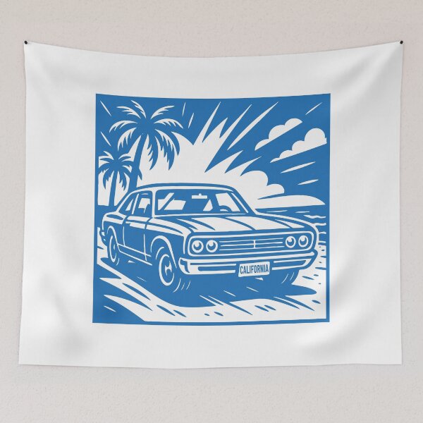 Item preview, Retro California Car – Vintage Comic Style Illustration with Beach Vibes designed and sold by GinColorist.