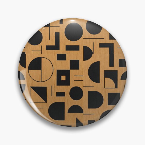 Item preview, Bauhaus Grid Pattern – Black Geometric Shapes on Wood Texture designed and sold by Zenvo.