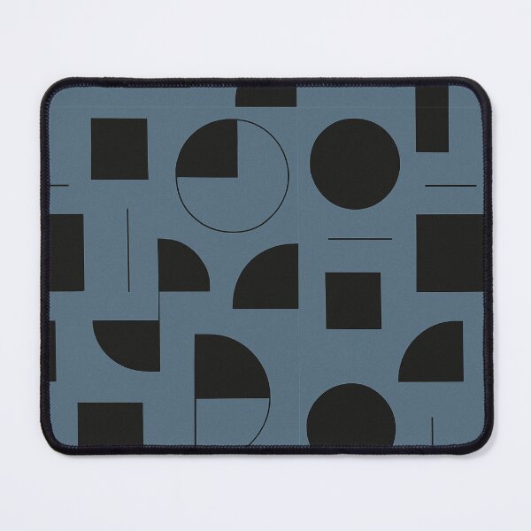 Item preview, Modernist Geometry – Black Abstract Shapes on Slate Blue designed and sold by Zenvo.