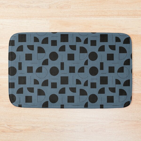 Item preview, Modernist Geometry – Black Abstract Shapes on Slate Blue designed and sold by Zenvo.
