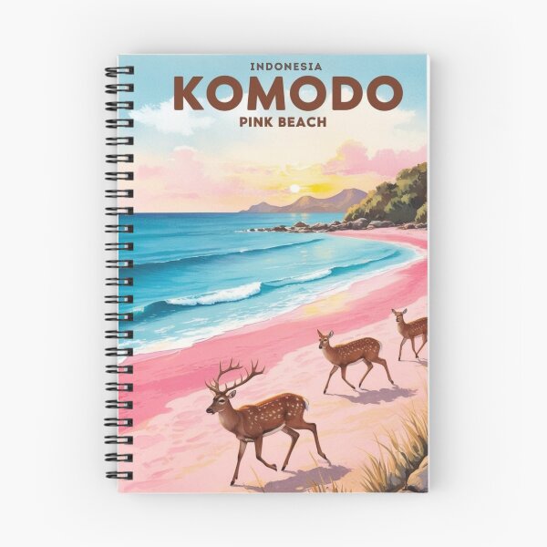 Artikelvorschau, Pink Beach Komodo Island Poster, Indonesien Wandkunst, Indonesien T-Shirt entworfen und verkauft von Bits & Bops Boutique.