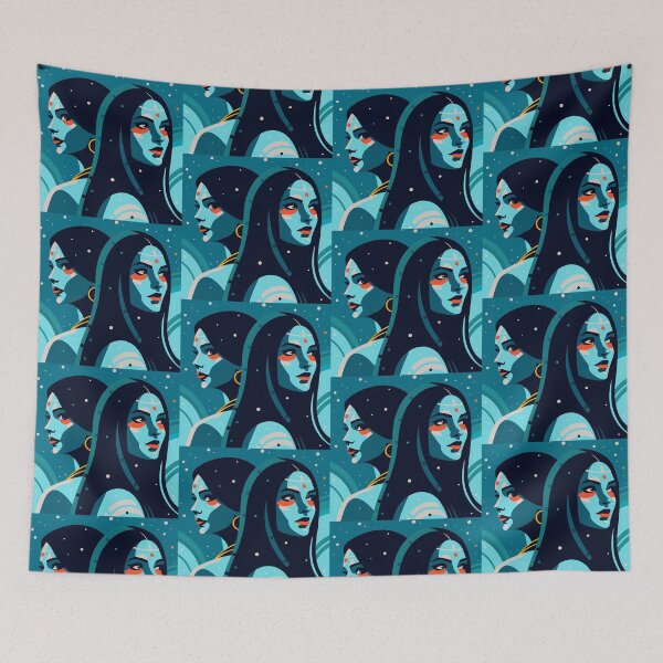 Item preview, Elegant Work Silhouettes Girls Dance Geometry Blue Orange designed and sold by ART ATTACK ZONE.