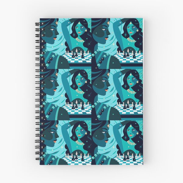 Item preview, Chess Mat Silhouettes Girls Dance Geometry Blue Orange designed and sold by ART ATTACK ZONE.