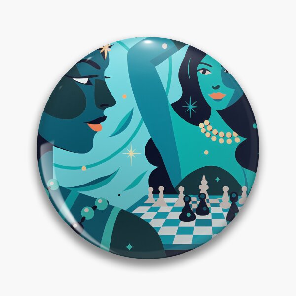 Item preview, Chess Mat Silhouettes Girls Dance Geometry Blue Orange designed and sold by ART ATTACK ZONE.