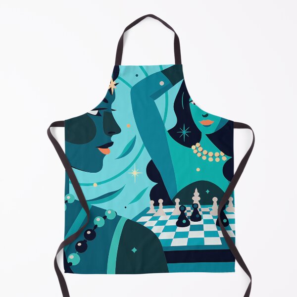 Item preview, Chess Mat Silhouettes Girls Dance Geometry Blue Orange designed and sold by ART ATTACK ZONE.