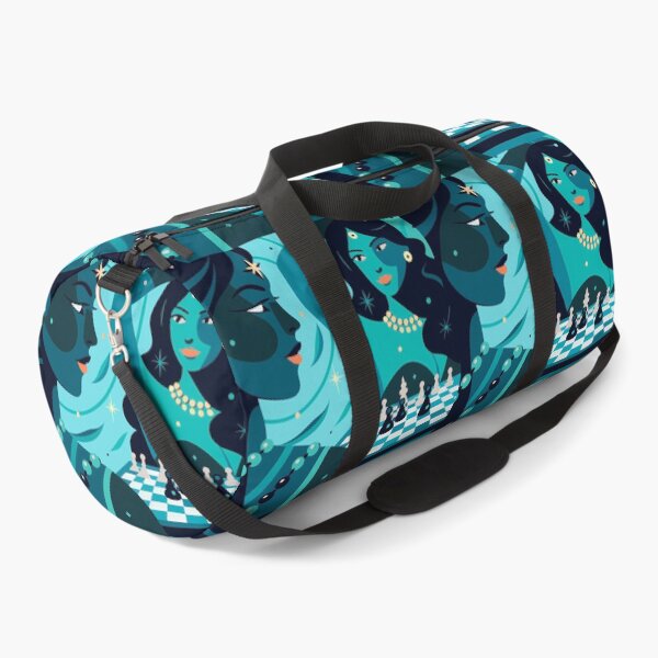 Item preview, Chess Mat Silhouettes Girls Dance Geometry Blue Orange designed and sold by ART ATTACK ZONE.