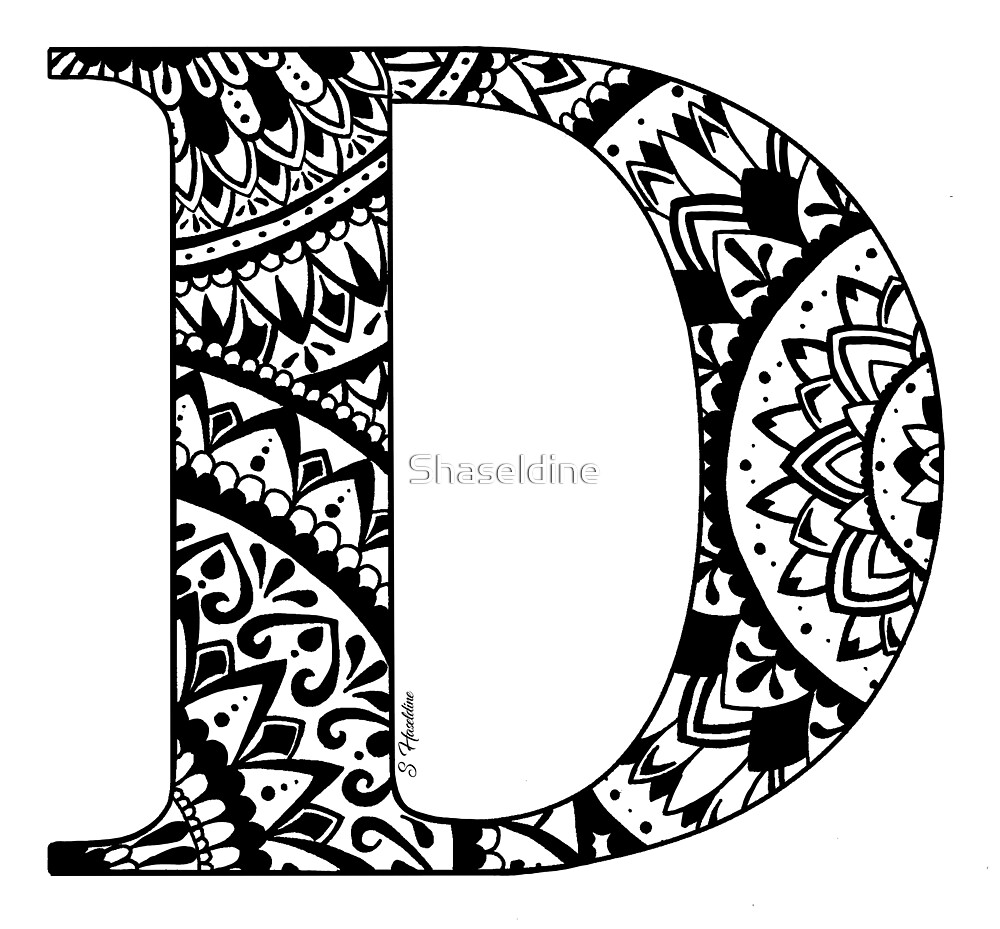  Mandala Letter D Capital Word Art By Shaseldine Redbubble
