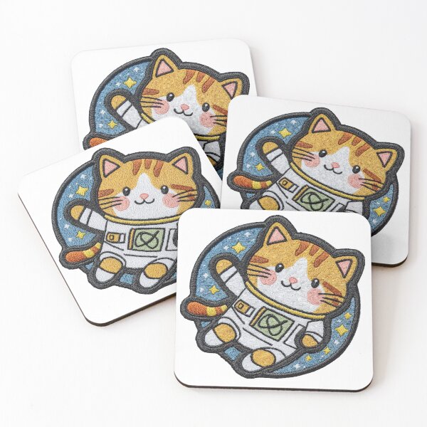 Item preview, Cute cat in astronaut suit floating in outer space  designed and sold by CreativeLarysa.