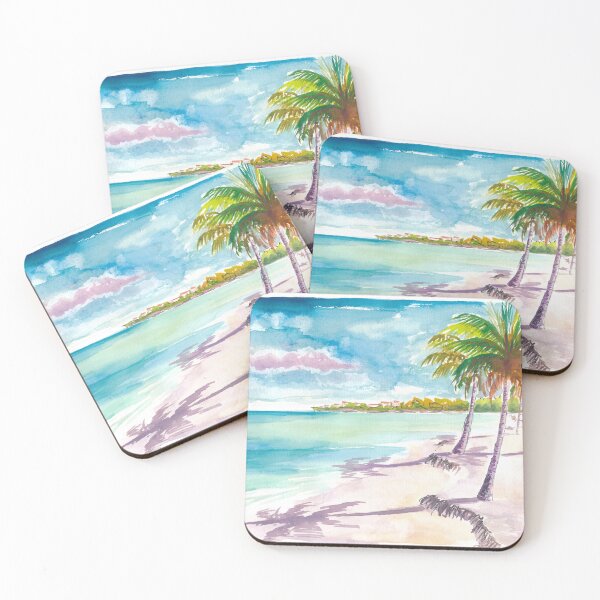 Item preview, Shoal Bay Anguilla White Sands with Palms and Turquoise Caribbean Waters designed and sold by artshop77.