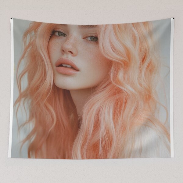 Item preview, Young woman with wavy pink hair designed and sold by anytka.
