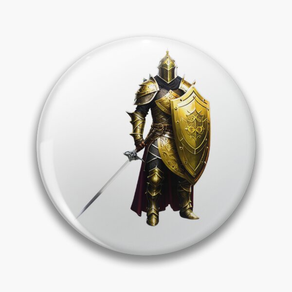 Item preview, Golden Knight – Medieval Warrior with Sword and Shield designed and sold by RAA-Logo-Image.