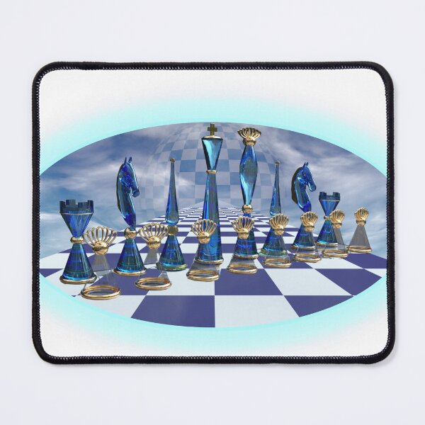 Item preview, Futuristic Blue Glass Chess Set – Surreal 3D Design designed and sold by RAA-Logo-Image.