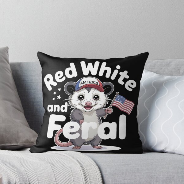 Item preview, Red White And Feral Funny Opossum  designed and sold by KaroPrints.