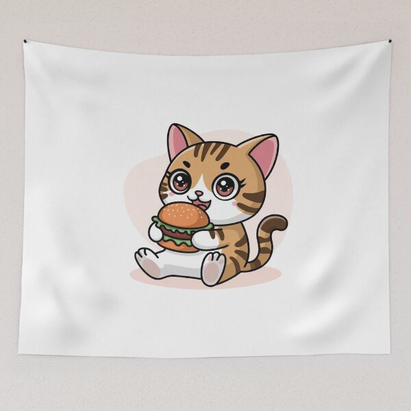 Item preview, cat eating burger designed and sold by Eternalski.