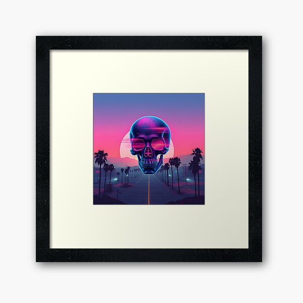 Item preview, Neon Static Skull designed and sold by DreamGrid Studio.